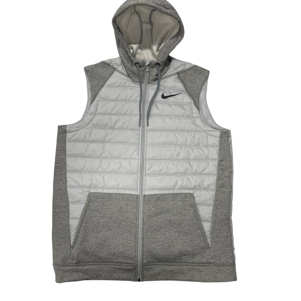 Nike Therma-FIT Winterized Hybrid‎ Hooded Puffer Vest Mens Large Gray BV4534-063